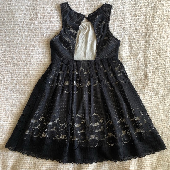 FREE PEOPLE Nude Black Lace Mini Backless Dress XS - Picture 3 of 10